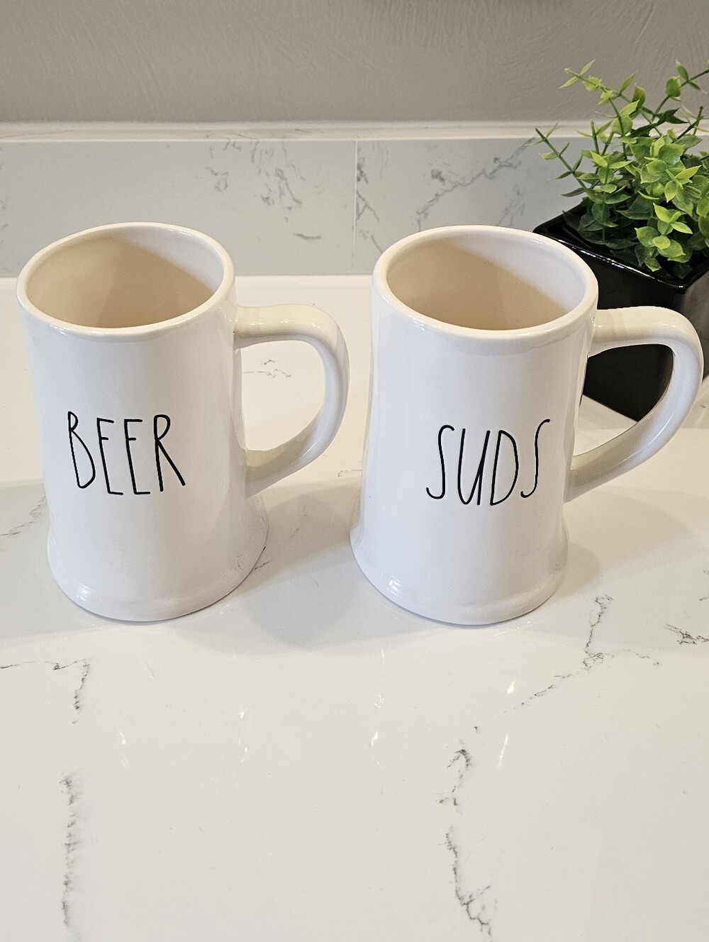 Rae Dunn White 'Beer' and 'Suds' Ceramic Mugs - Set of 2 - Picture 5 of 5